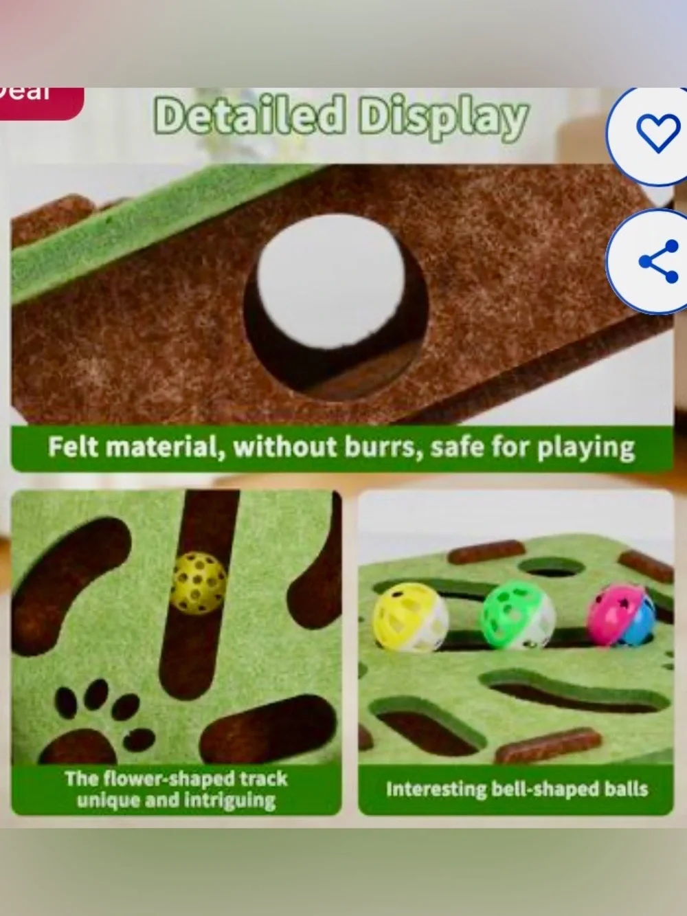 😸 Interactive Felt Puzzle Mat for Cats l - Green